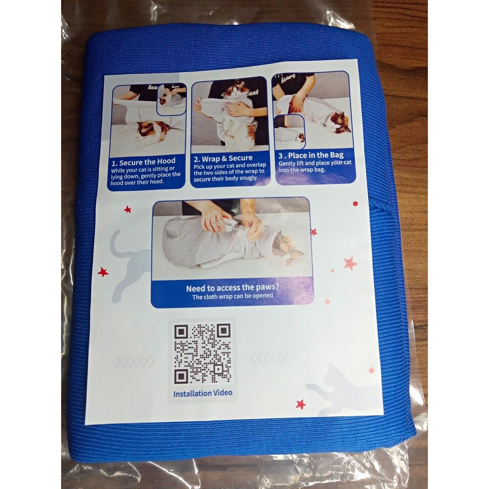 Blue Cat Wrap Grooming Restraint Wrap Bag, Size S, MPN X0050QC69X